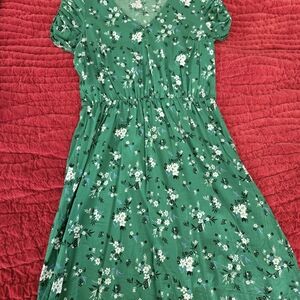Banana Republic Green Ruching Sleeve Sundress